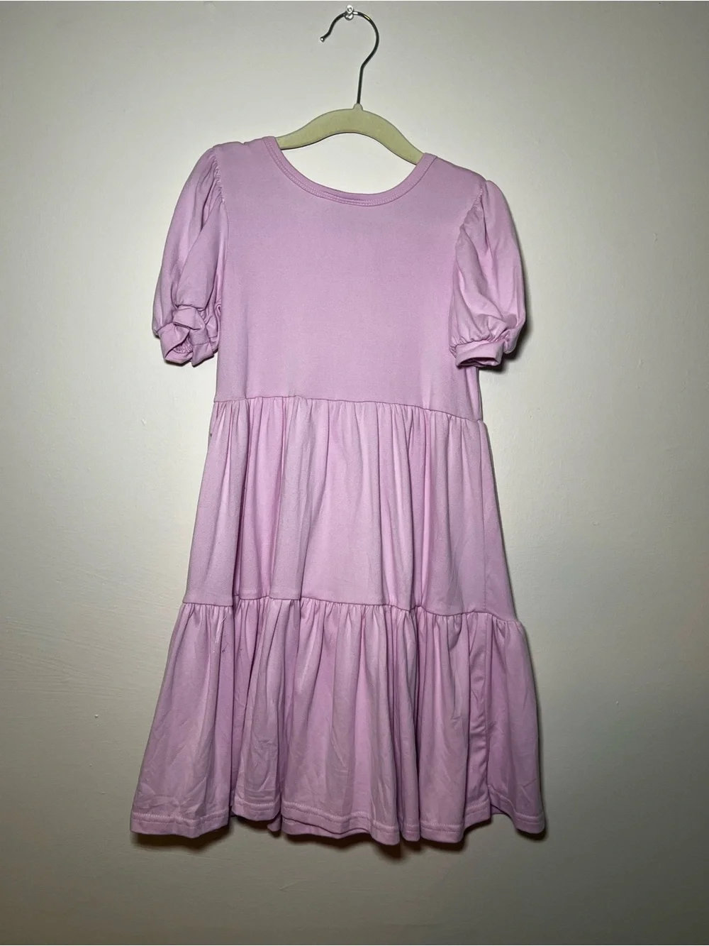 Dot Dot Smile Lilac Puff-Sleeve Tiered Dress